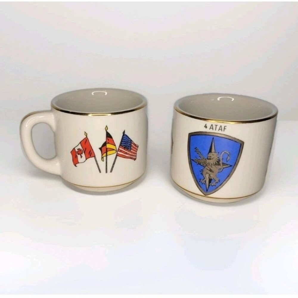Vtg Bauscher Weiden NATO 2 Coffee Mugs Ramstein Germany AirForce 4th ATAF